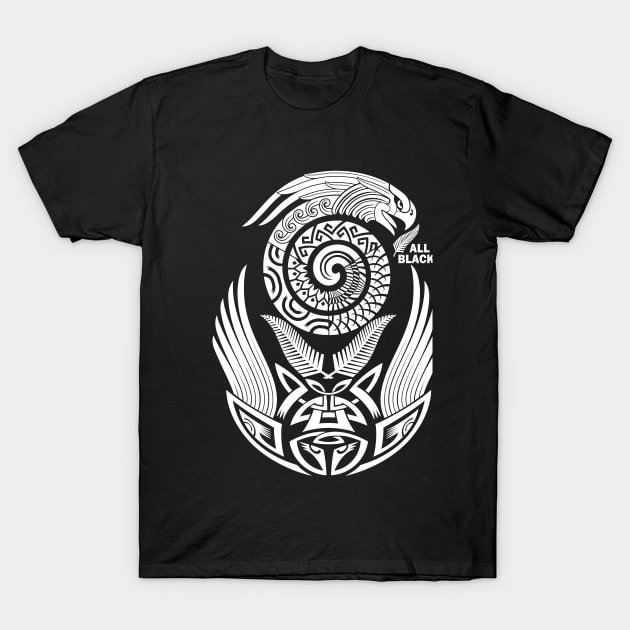 All Blacks Rugby New Zealand Maori Tattoo Bird of Prey T-Shirt by CGD